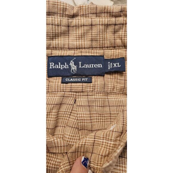 Ralph Lauren men’s‎ button down Flannel shirt Classic fit size XLARGE Tan Brown - Picture 8 of 9